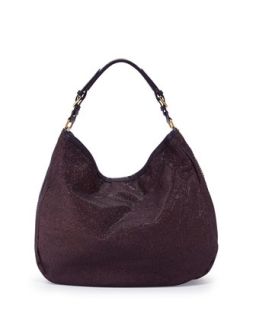 Noelle Glitter/Leather Hobo Bag, Purple   Oryany
