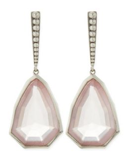 Small Sterling Silver Galactical Rose Quartz Earrings   Stephen Dweck   Silver