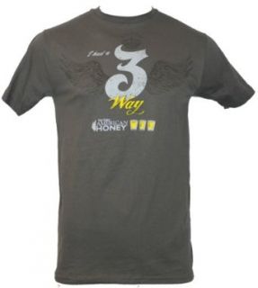 Wild Turkey Whiskey Mens T Shirt   "I Had a 3 Way " American Honey Image (Extra Large) Dark Gray Clothing