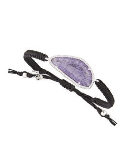 Tanzanite Color Glass Braided Bracelet, Black   Tai   Purple