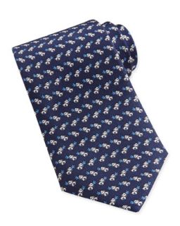 Mens Panda Print Woven Tie, Blue/Navy   Ferragamo   Navy