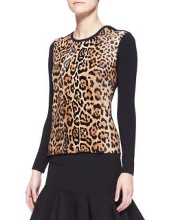Womens Long Sleeve Leopard Print Top   Ralph Lauren Black Label  