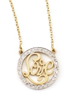Small Love Cutout Pave White Diamond Necklace   Kacey K   Gold