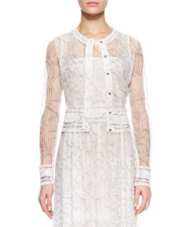 Womens Sheer Knit Lace Cardigan, White/Multi   Escada   Multi (MEDIUM)