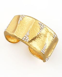 Crystal Detailed Gold Cuff   Jose & Maria Barrera   Gold