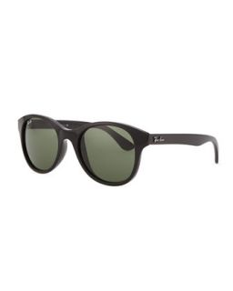 Round Acetate Sunglasses, Black/Green   Ray Ban   Black