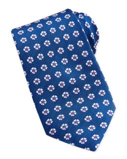 Mens Floral Neat Silk Tie, Turquoise   Isaia   Turq