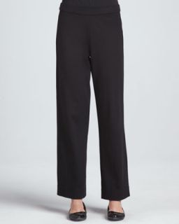 Womens Interlock Stretch Pants, Petite   Joan Vass   Black (2P (10P/12P))