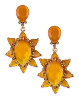 Bold Pear Cut Cluster Drop Clip On Earrings, Orange   Oscar de la Renta   Orange