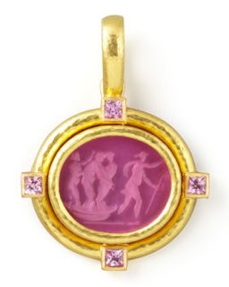 Goddess on Boat Intaglio 19k Gold Pendant, Pink   Elizabeth Locke   Pink (19k )