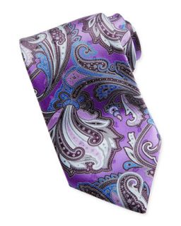Mens Paisley Print Silk Tie, Purple   Ermenegildo Zegna   Purple