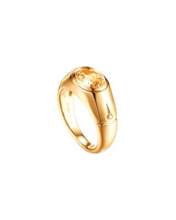 Batu Bamboo 18k Gold Citrine Signet Ring, Size 7   John Hardy   Gold (7)