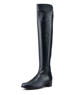 Reserve Wide Leather Stretch Back Over the Knee Boot, Navy   Stuart Weitzman  