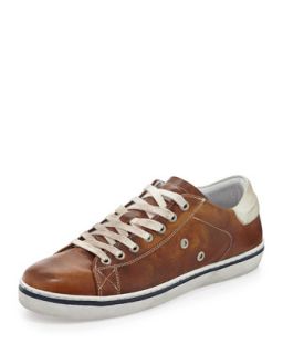 Mens Worn Leather Lace Up Sneaker, Brown   Rogue   (9)