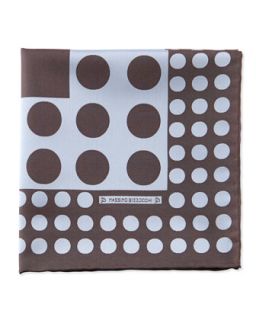Mens Dots Pocket Square, Brown/Cream   Massimo Bizzocchi   Brown/Cream