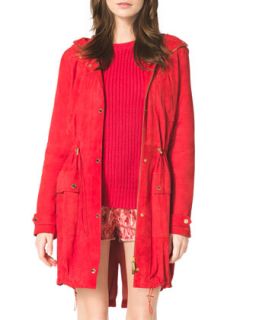 Womens Long Suede Anorak   MICHAEL Michael Kors   Coral reef (X SMALL)