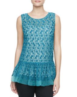 Womens Polka Dot Embroidered Peplum Tunic, Teal   RED Valentino   Teal (42/4)