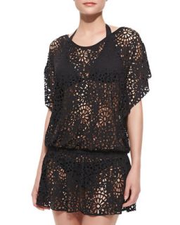 Womens Tulleries Laser Cutout Cover Up   Luxe by Lisa Vogel   Onyx (SMALL)