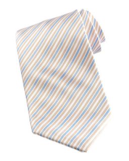 Mens Striped Tie, White/Blue   Stefano Ricci   White blue