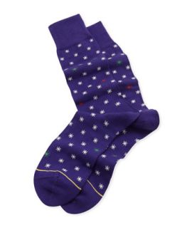 Mens Asterisk Pattern Socks, Purple   Paul Smith   Purple