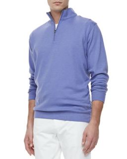 Mens Interlock Knit Quarter Zip Sweater, Purple   Peter Millar   Purple (SMALL)