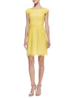 Womens Cecile Cap Sleeve Lace Dress   Shoshanna   Lemon drop (12)