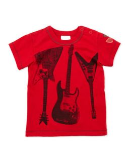 3 Guitars Printed Tee, Red   Bitz Kids   Red (12 18M)