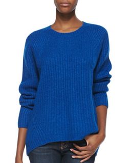 Womens Long Sleeve Ribbed Sweater, Sapphire   Halston Heritage   Sapphire