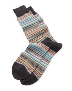 Mens Fine Multi Stripe Socks, Black   Paul Smith   Black