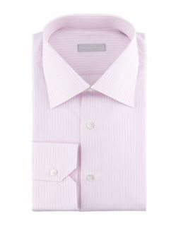 Mens 3 Row Striped Dress Shirt, Pink   Stefano Ricci   Pink (39/15.5)
