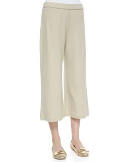 Womens Knit Cropped Wide Leg Pants   Joan Vass   Grey heather (0 (4))