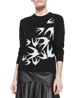 Womens Starling Design Crewneck Sweater   McQ Alexander McQueen   White/Black