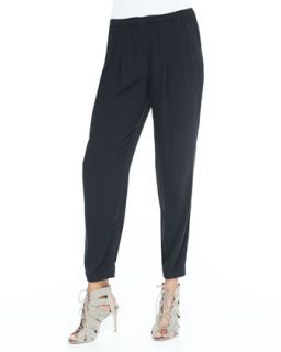 Womens Slouchy Silk Ankle Pants, Black   Eileen Fisher   Black (X LARGE (18))