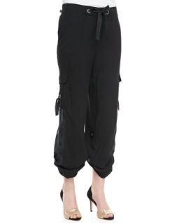 Womens Silk Cargo Pants   Go Silk   Black (LARGE (12/14))