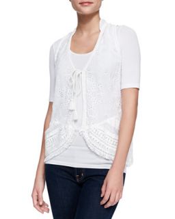 Womens Floral Tassel Vest   Johnny Was Collection   White (LARGE (12))