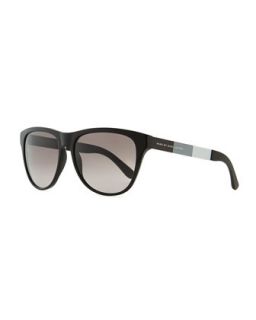 Plastic Round Bottom Rectangle Sunglasses, Black/Gray   Marc by Marc Jacobs  