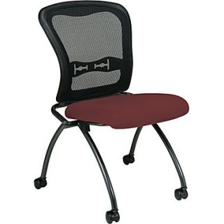 Office Star Proline II Fabric Armless Folding Chair with ProGrid Back, Burgundy