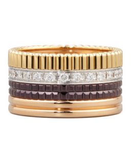 Classic Quatre 18k Gold Large Diamond Band Ring, Size 7   Boucheron   Gold (7)