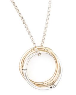 Bamboo Gold & Silver Small Round Pendant Necklace   John Hardy   Silver