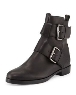 Double Buckle Leather Ankle Boot, Black   Pierre Hardy   Black (39.5B/9.5B)