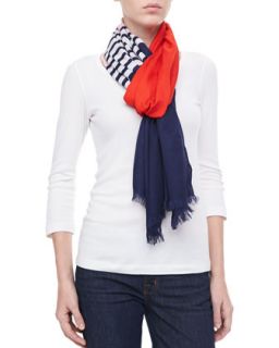striped colorblocked scarf   kate spade new york   Navy (ONE SIZE)