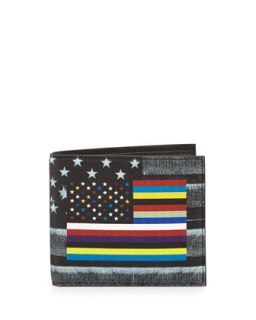 Mens Flag Print Leather Bi Fold Wallet   Givenchy   Multi