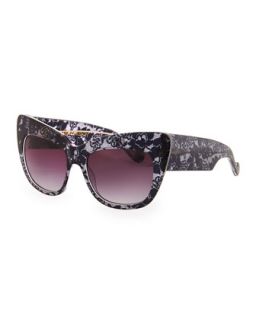 Alice Goes to Cannes Lace Print Sunglasses   Anna Karin Karlsson   Black