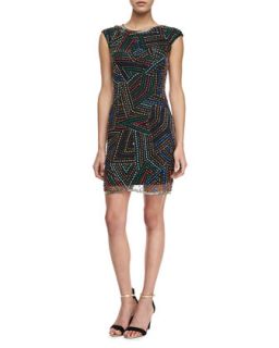 Womens Jewel Neck Sequined Cocktail Dress   Phoebe by Kay Unger   Multi (14)