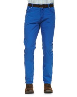 Mens Poplin Casual Trousers, Blue   Kiton   Blue (52)