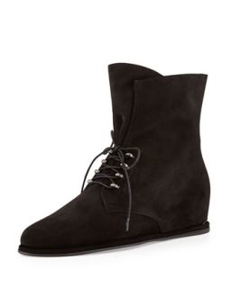 Stepacross Lace Up Suede Wedge Ankle Boot, Nero   Stuart Weitzman   Nero (40.