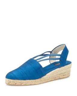 Juan Canvas Espadrille Wedge, French Blue   Sesto Meucci   French blue (37.0B/7.