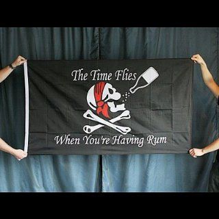 Pirate Flag "The Time Flies When You're Having Rum" 3 feet x 5 feet  Boat Flags  Sports & Outdoors
