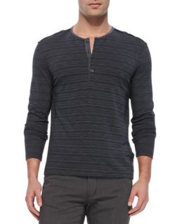Mens Striped Knit Henley, Charcoal   Star USA   Charcoal (XL)
