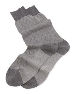 Mens Mid Calf Diamond Birdseye Socks, Mid Gray   Pantherella   Mid grey